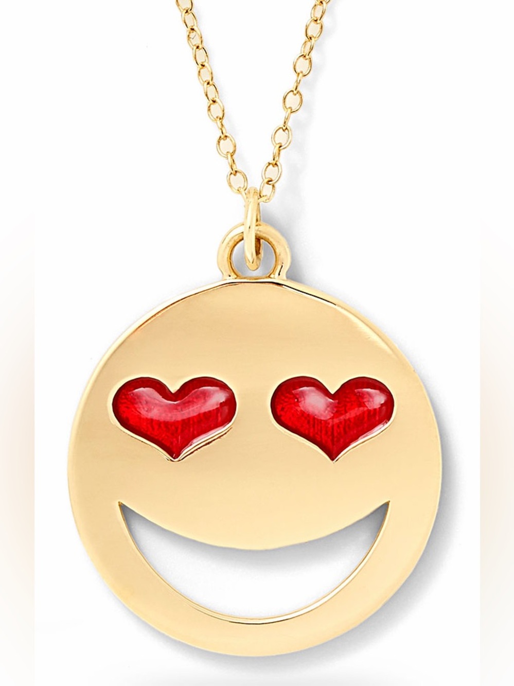 Alison Lou 14K Yellow Gold Heart Eyes Happy Face Necklace